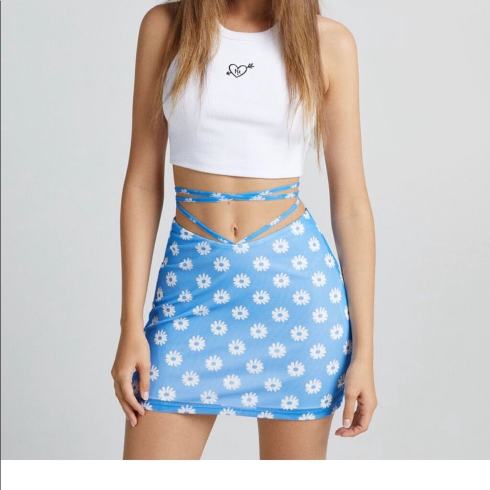 BERSHKA mesh mini skirt